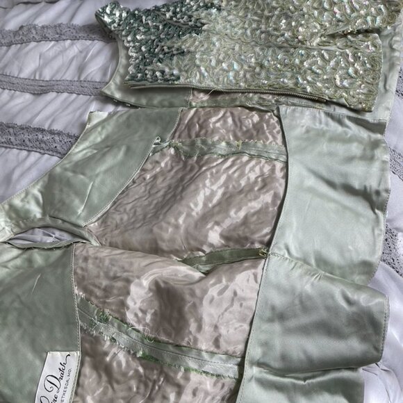 Sequined formal top, light sage - Picture 2 of 5